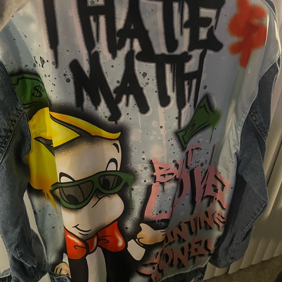 Other - Richie Rich Graffiti Denim Jacket with Cartoon Money Design